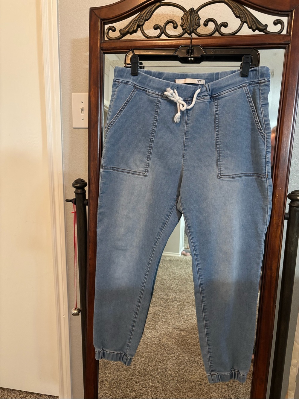 !it jeans Light Blue Drawstring Ankle Cropped Jeans